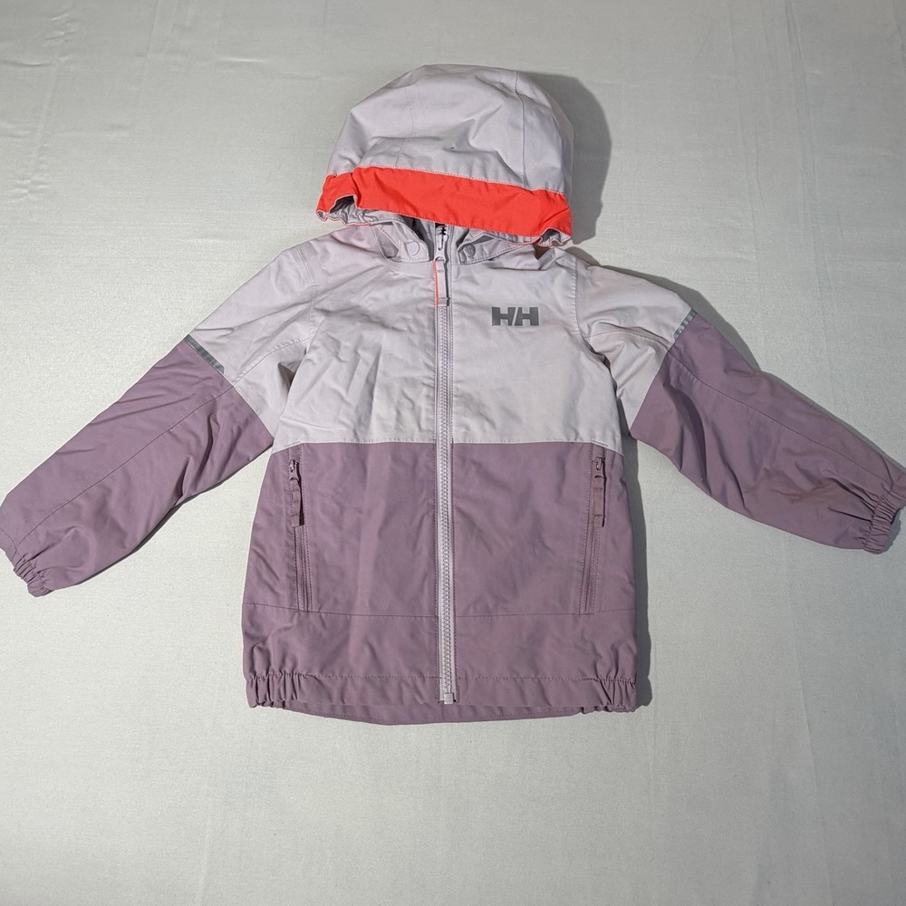 Helly Hansen Shelter Outdoor Jacket Girls 110/5 T Hooded Full Zip Purple